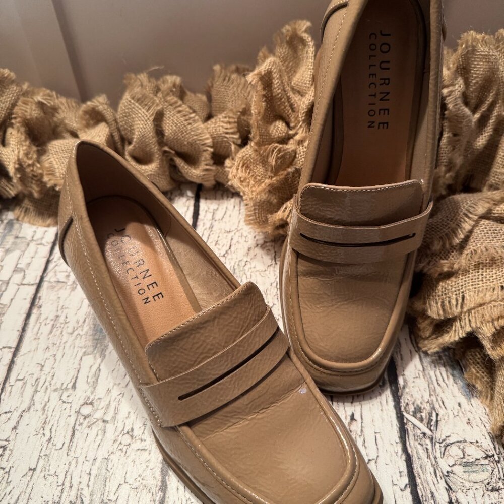 Womens Block Heels Tan Brown - Picture 1 of 4